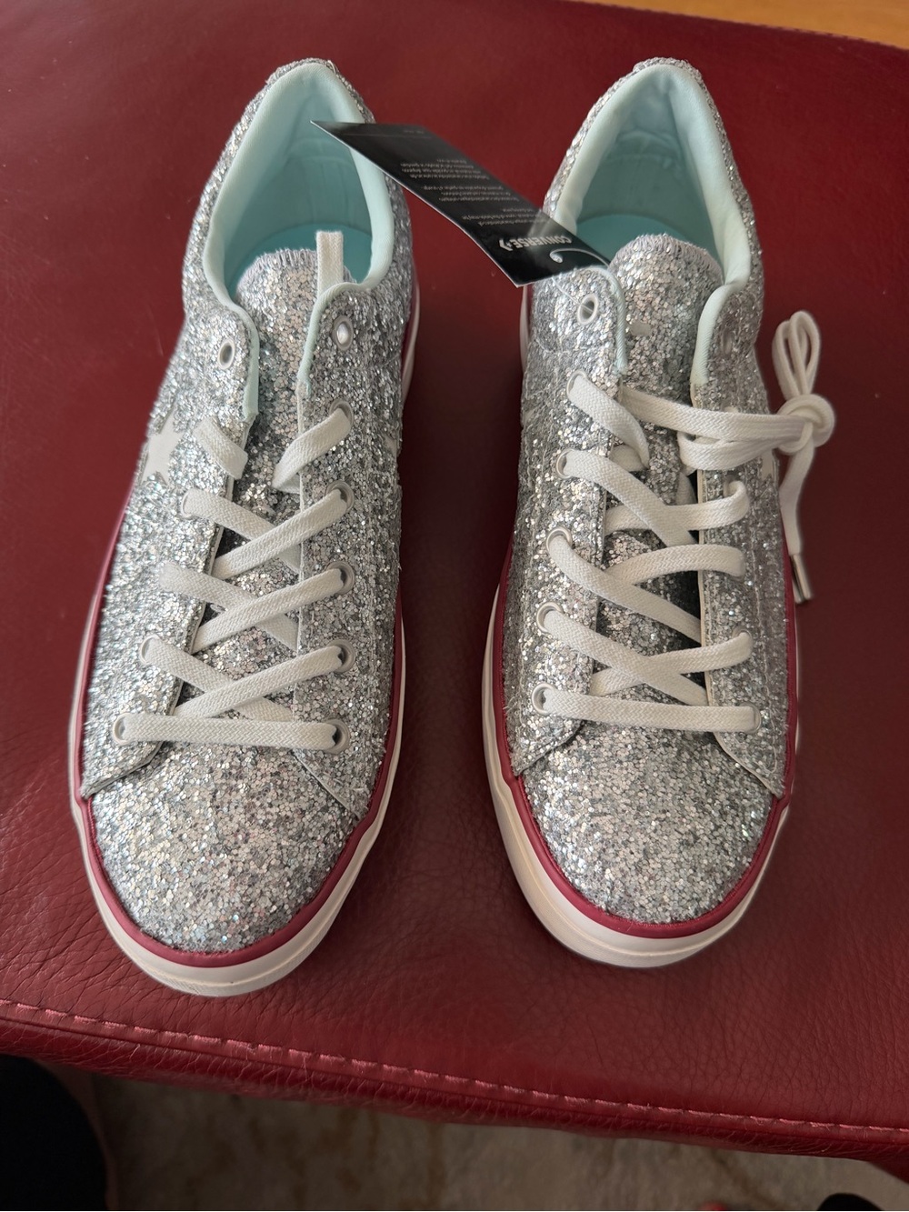 Silver Glitter Athletic Sneakers - Women's Casual Trainers